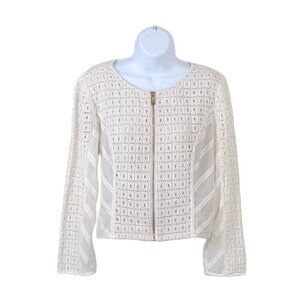 Chico’s Black Label Lace & Mesh Zip-Up Jacket Medium #729